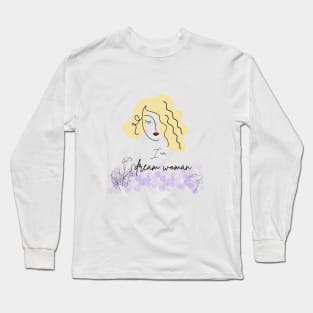 portrait of woman with blond wavy hair Long Sleeve T-Shirt